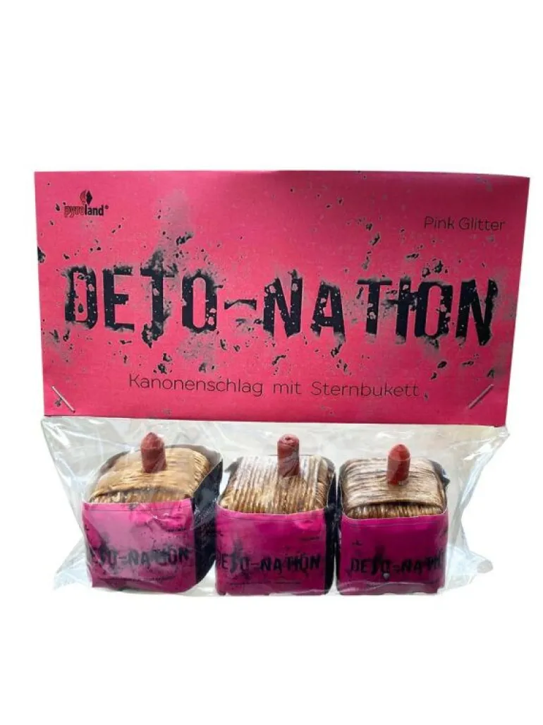Deto-Nation 3er Pack kubische Kanonenschläge Pink Glitter