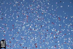 Herz über Kopf 50cm Papierflitter weiß-pink-rot Herzen