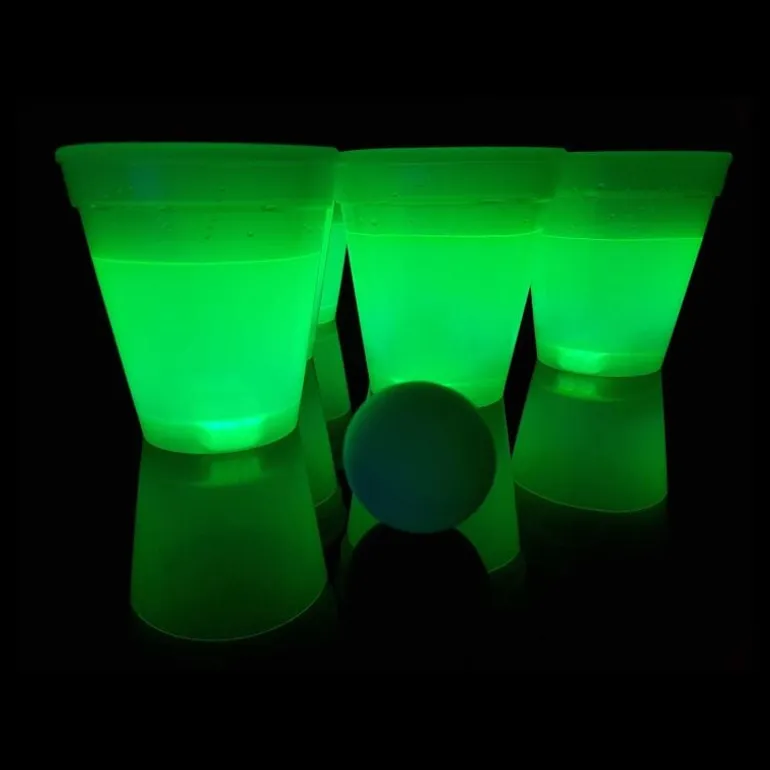 Leuchtendes Beer Pong Set, blau/grün