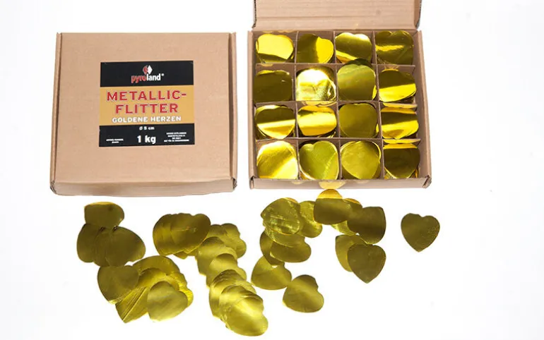 Metallic Flitter - Goldene Herzen 1kg (Pappschachtel)