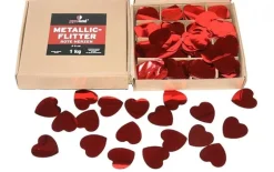 Metallic Flitter - Rote Herzen 1kg (Pappschachtel)