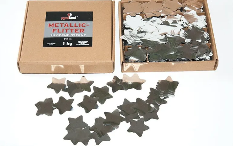 Metallic Flitter - Silberne Sterne 1kg (Pappschachtel)