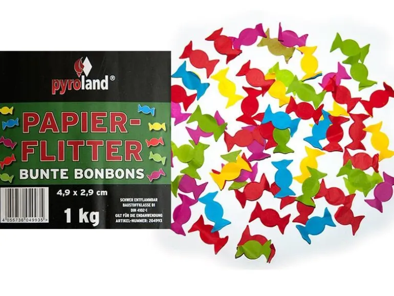 Papier Flitter - Bunte Bonbons, 1kg (Pappschachtel)