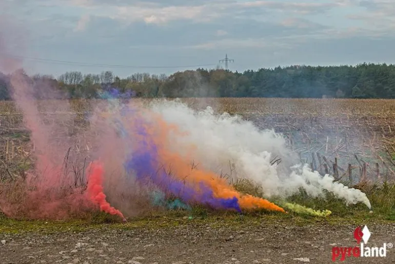 Regenbogen-Rauchball-Mix Rot, Orange, Blau, Grün, Violett, Weiß, Gelb, Pink, 10s; 40 Stück